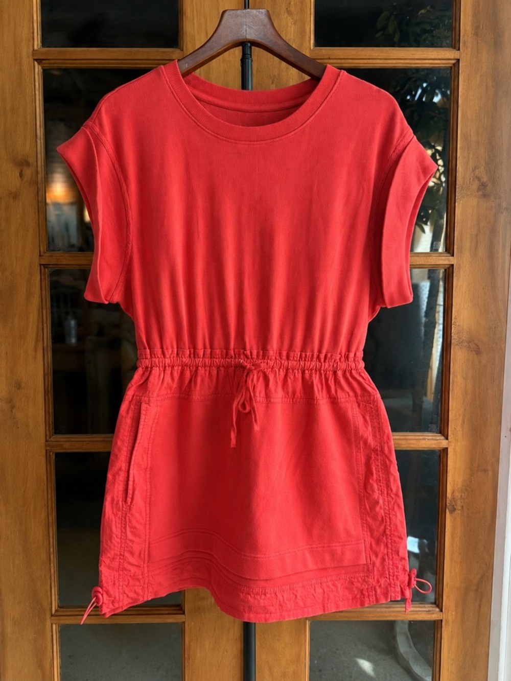 Daily Practice Medium Coral Drawstring Sweatshirt Dress Tunic Pockets Athleisure